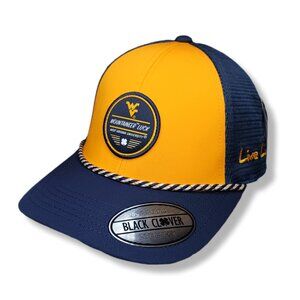 West Virginia Mountaineer Luck Mens Hat Cap Adjustable Old Gold & Blue Trucker
